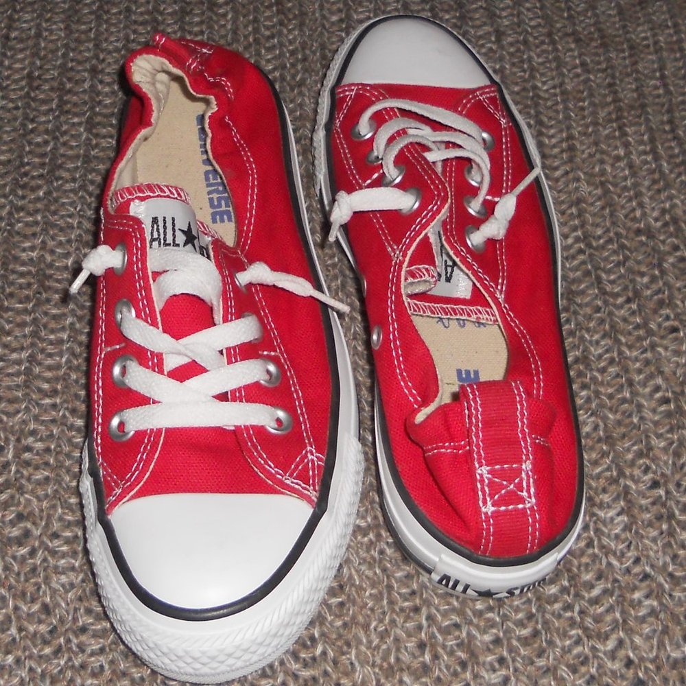 Converse Red and White Women's Sneakers - Picture 5 of 14